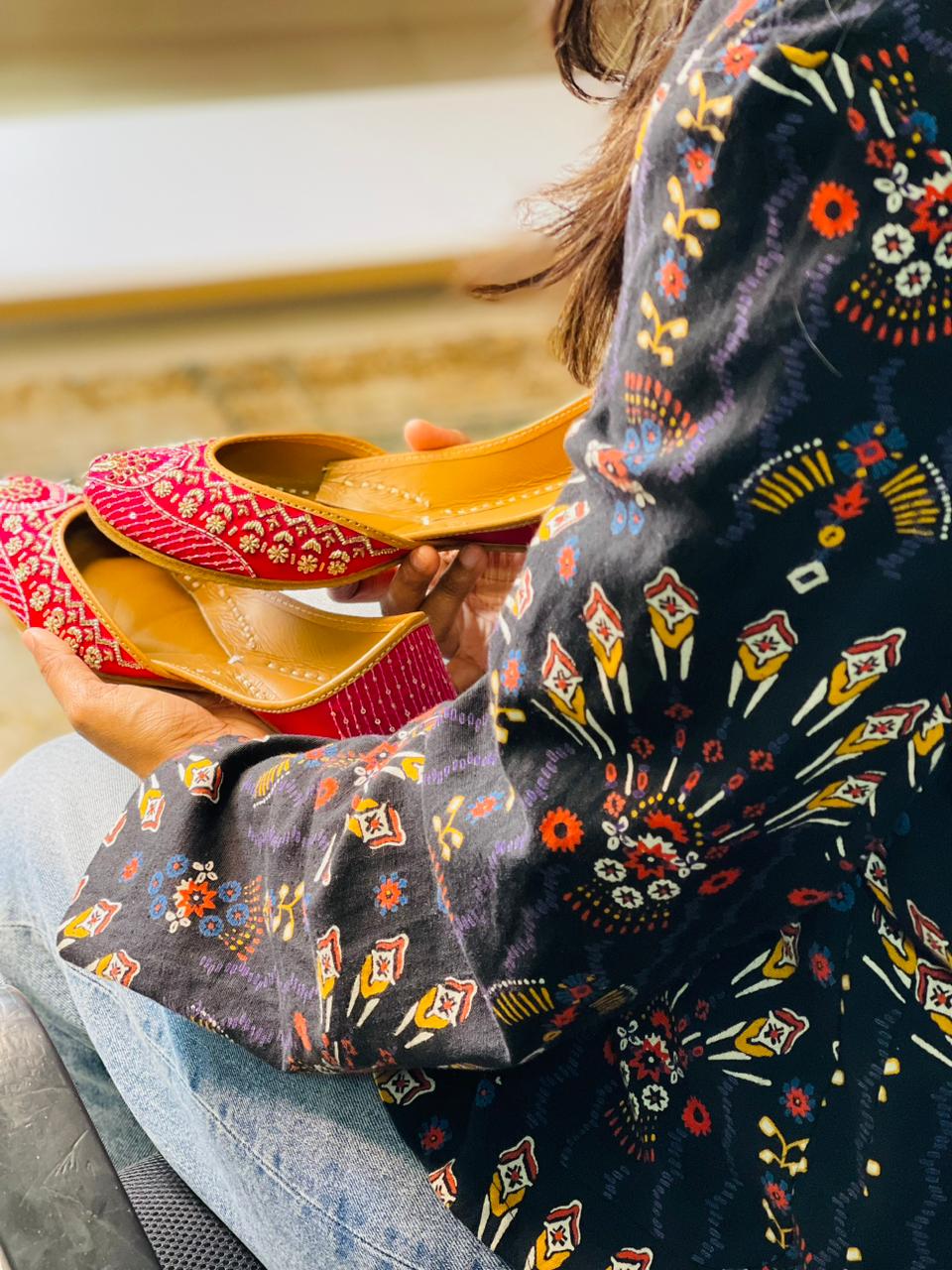 Hot Pink Bridal Juttis - Pink Bridal Wedding Juttis