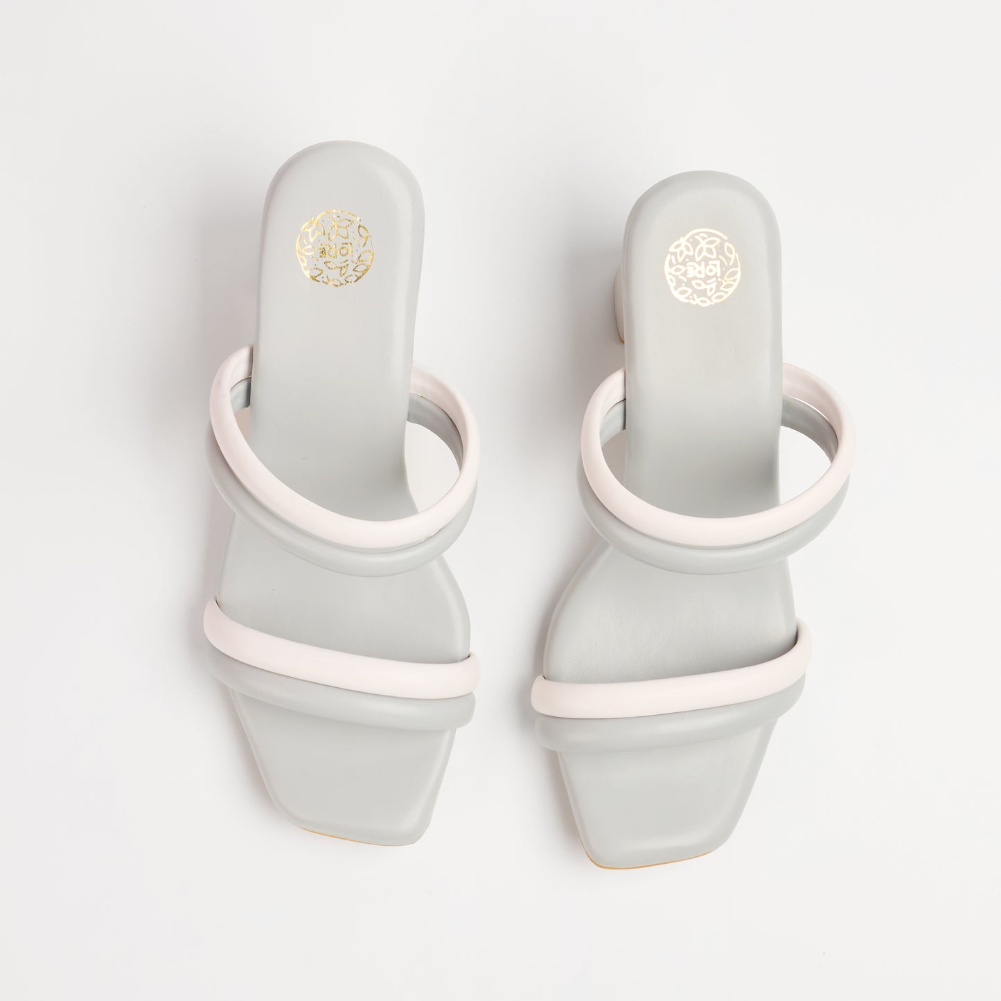 Gray & White Strapped Heels| block heels| MultiStrapped|Lightweight